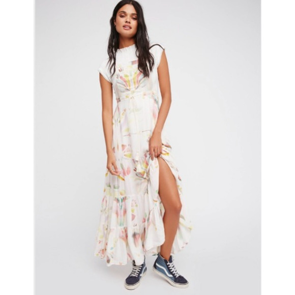 FREE PEOPLE Maxi Sun Dress NWT Watercolor Empi… - Picture 5 of 8